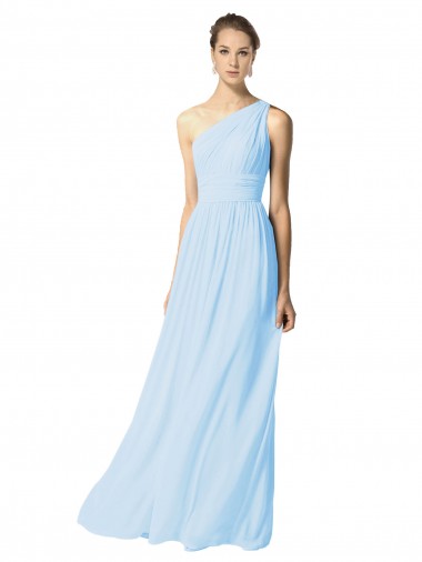 Acheter Bleu ciel clair Trapèze Mousseline Longue Robes demoiselle d'honneur