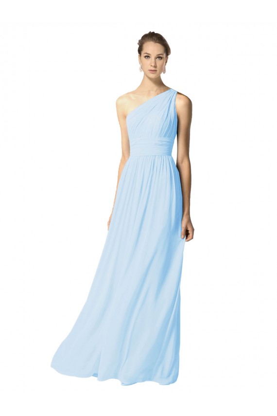 Acheter Bleu ciel clair Trapèze Mousseline Longue Robes demoiselle d'honneur