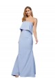 Acheter Bleu ciel clair Trapèze Sans bretelle Crêpe Stretch Longue Formelles Robes demoiselle d'honneur / Robes de soirée / Robes de bal