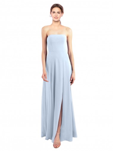 Acheter Bleu ciel clair Trapèze Sans bretelle Mousseline Longue Robes demoiselle d'honneur