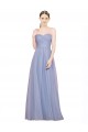 Acheter Bleu ciel clair Trapèze Sans bretelle Tulle Longue Robes demoiselle d'honneur