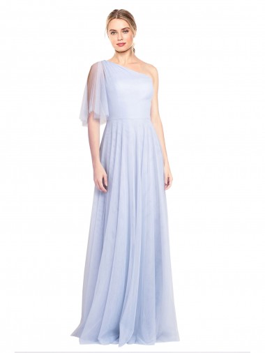 Acheter Bleu ciel clair Trapèze Tulle Longue Robes demoiselle d'honneur