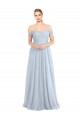Acheter Bleu ciel clair Trapèze Épaule Dénudée Tulle Longue Robes demoiselle d'honneur