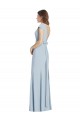 Acheter Bleu ciel clair Trompette Bateau Crêpe Stretch Longue Robes demoiselle d'honneur / Robes de bal
