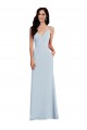 Acheter Bleu ciel clair Trompette Bretelles spaghetti Col V Crêpe Stretch Longue Robes demoiselle d'honneur / Robes de bal