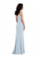 Acheter Bleu ciel clair Trompette Bretelles spaghetti Col V Crêpe Stretch Longue Robes demoiselle d'honneur / Robes de bal
