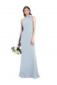 Acheter Bleu ciel clair Trompette Col Bateau Col Haut Licou Crêpe Stretch Longue Robes demoiselle d'honneur / Robes de bal