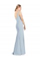 Acheter Bleu ciel clair Trompette Col V Crêpe Stretch Longue Robes demoiselle d'honneur / Robes de bal