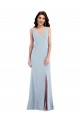 Acheter Bleu ciel clair Trompette Col V Crêpe Stretch Longue Robes demoiselle d'honneur / Robes de bal