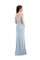 Acheter Bleu ciel clair Trompette Col V Crêpe Stretch Longue Robes demoiselle d'honneur / Robes de bal