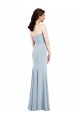 Acheter Bleu ciel clair Trompette Col V Sans bretelle Crêpe Stretch Longue Robes demoiselle d'honneur / Robes de bal
