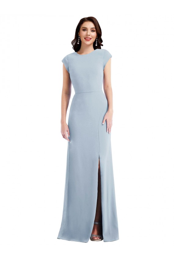 Acheter Bleu ciel clair Trompette Crêpe Stretch Longue Formelles Robes demoiselle d'honneur / Robes de soirée / Robes de bal