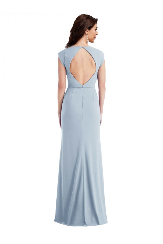 Acheter Bleu ciel clair Trompette Crêpe Stretch Longue Formelles Robes demoiselle d'honneur / Robes de soirée / Robes de bal