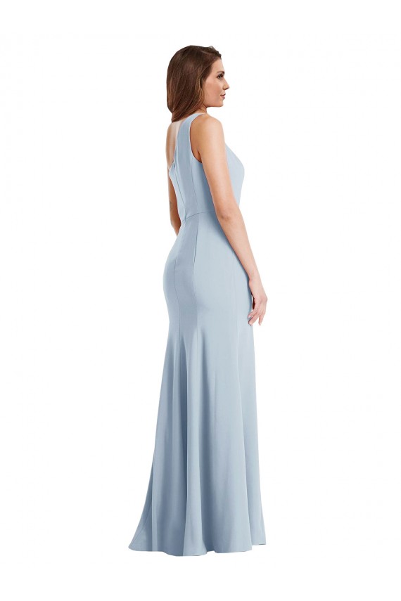 Acheter Bleu ciel clair Trompette Crêpe Stretch Longue Formelles Robes demoiselle d'honneur / Robes de soirée / Robes de bal