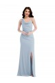 Acheter Bleu ciel clair Trompette Crêpe Stretch Longue Robes demoiselle d'honneur / Robes de bal
