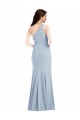 Acheter Bleu ciel clair Trompette Crêpe Stretch Longue Robes demoiselle d'honneur / Robes de bal