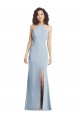 Acheter Bleu ciel clair Trompette Licou Col Haut Crêpe Stretch Longue Formelles Robes demoiselle d'honneur / Robes de soirée / Robes de bal