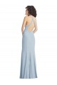 Acheter Bleu ciel clair Trompette Licou Col Haut Crêpe Stretch Longue Formelles Robes demoiselle d'honneur / Robes de soirée / Robes de bal