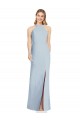 Acheter Bleu ciel clair Trompette Licou Col Haut Crêpe Stretch Longue Formelles Robes demoiselle d'honneur / Robes de soirée