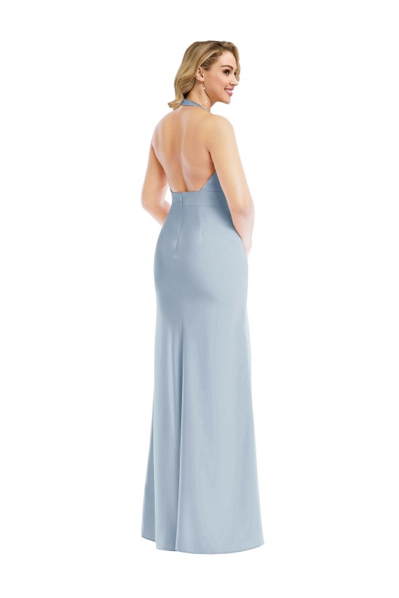 Acheter Bleu ciel clair Trompette Licou Crêpe Stretch Longue Robes demoiselle d'honneur / Robes de bal