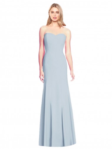 Acheter Bleu ciel clair Trompette Sans bretelle Crêpe Stretch Longue Robes demoiselle d'honneur / Robes de bal