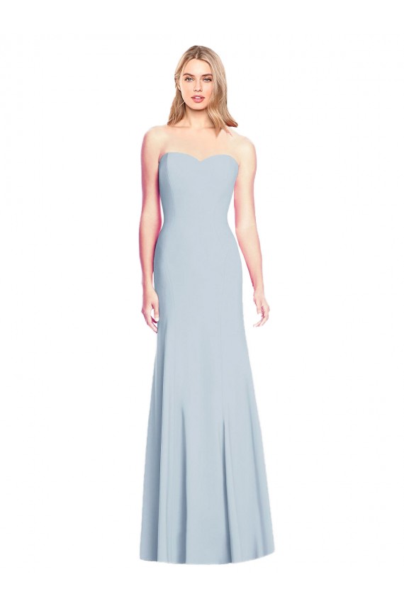 Acheter Bleu ciel clair Trompette Sans bretelle Crêpe Stretch Longue Robes demoiselle d'honneur / Robes de bal
