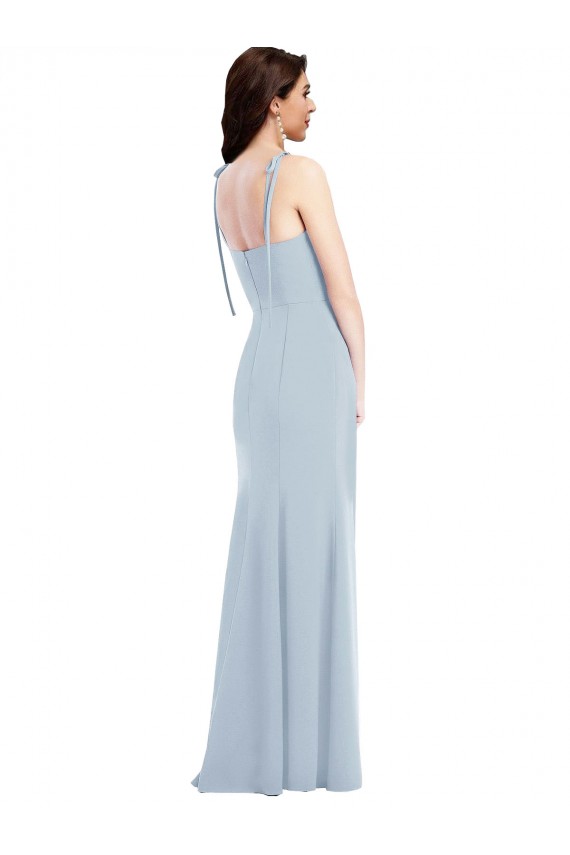 Acheter Bleu ciel clair Trompette Sans bretelle Crêpe Stretch Longue Robes demoiselle d'honneur / Robes de bal