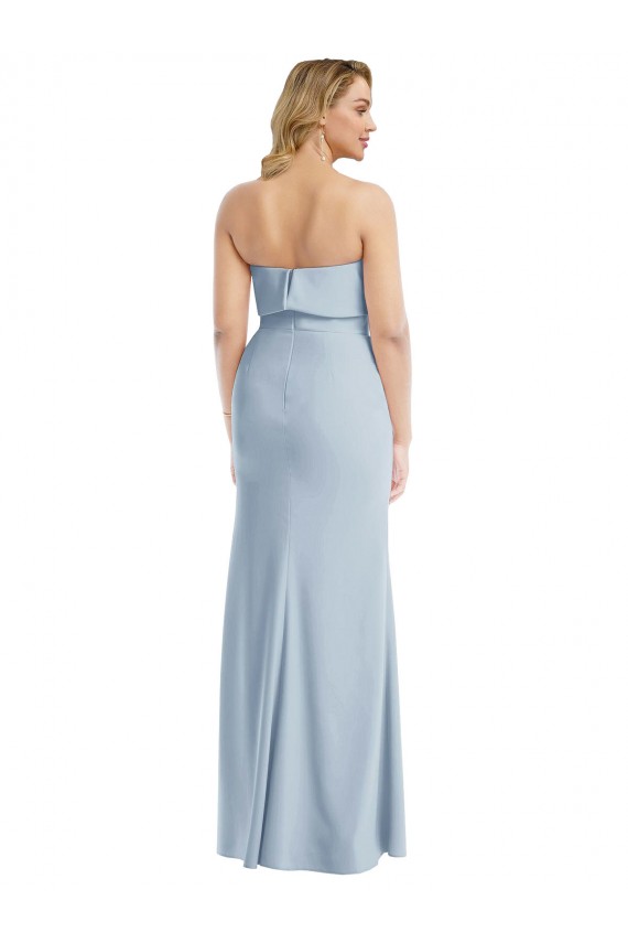Acheter Bleu ciel clair Trompette Sans bretelle Crêpe Stretch Longue Robes demoiselle d'honneur / Robes de bal