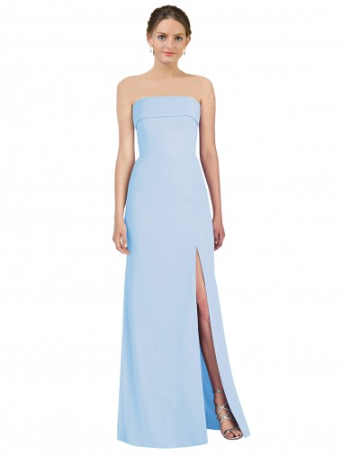 Acheter Bleu ciel clair Trompette Sans bretelle Mousseline Longue Formelles Robes demoiselle d'honneur / Robes de soirée