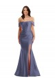 Acheter Bleu français Sirène Épaule Dénudée Satiné Soyeux Longue Formelles Robes demoiselle d'honneur / Robes de soirée / Robes de bal