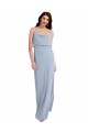 Acheter Bleu fumée Fourreau Bretelles spaghetti Crêpe Stretch Longue Formelles Robes demoiselle d'honneur / Robes de soirée / Robes de bal