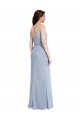 Acheter Bleu fumée Fourreau Bretelles spaghetti Crêpe Stretch Longue Formelles Robes demoiselle d'honneur / Robes de soirée / Robes de bal