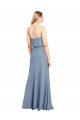Acheter Bleu fumée Fourreau Col Haut Crêpe Stretch Longue Formelles Robes demoiselle d'honneur / Robes de soirée / Robes de bal