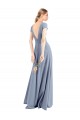 Acheter Bleu fumée Fourreau Col V Crêpe Stretch Longue Robes demoiselle d'honneur / Robes de bal