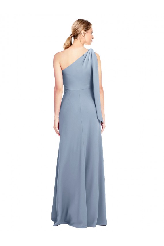 Acheter Bleu fumée Fourreau Crêpe Stretch Longue Formelles Robes demoiselle d'honneur / Robes de soirée / Robes de bal