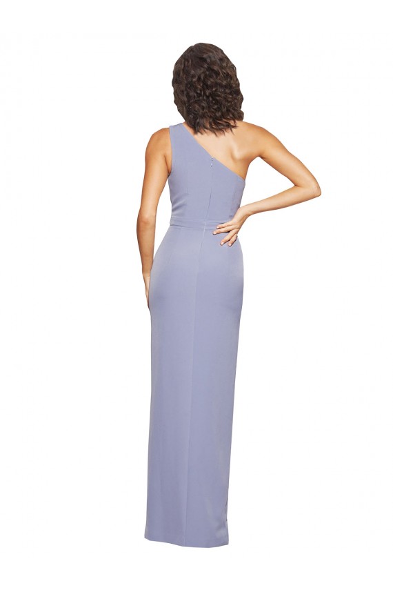 Acheter Bleu fumée Fourreau Crêpe Stretch Longue Formelles Robes demoiselle d'honneur / Robes de soirée / Robes de bal