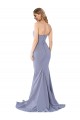 Acheter Bleu fumée Sirène Sans bretelle Crêpe Stretch Longue Formelles Robes demoiselle d'honneur / Robes de soirée / Robes de bal