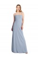 Acheter Bleu fumée Trapèze Col Carré Crêpe Stretch Longue Robes demoiselle d'honneur / Robes de bal