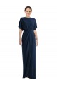 Acheter Bleu marine foncé Fourreau Bateau Spandex Longue Robes demoiselle d'honneur / Robes de bal