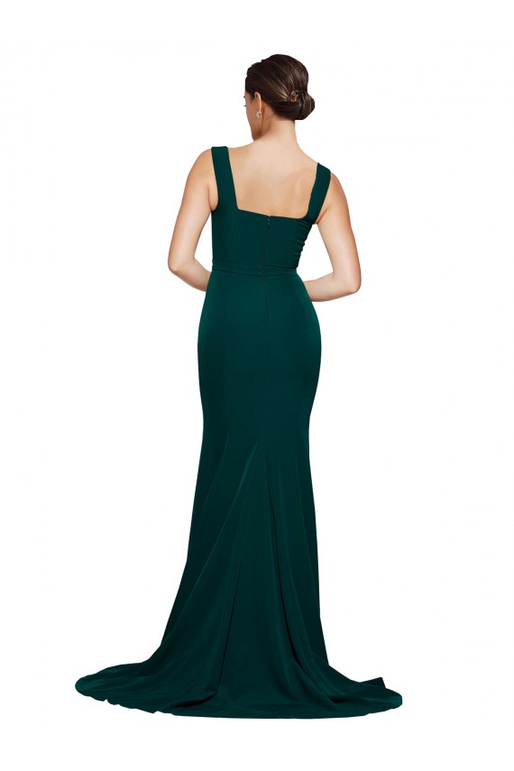 Acheter Fourreau Col Carré Balayage train Crêpe Stretch Longue Robes demoiselle d'honneur / Robes de bal