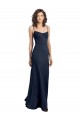 Acheter Bleu marine foncé Fourreau Col Haut Bretelles spaghetti Crêpe Stretch Longue Formelles Robes demoiselle d'honneur / Robes de soirée / Robes de bal