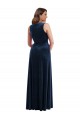 Acheter Bleu marine foncé Fourreau Col V Velours Stretch Longue Formelles Robes demoiselle d'honneur / Robes de soirée / Robes de bal