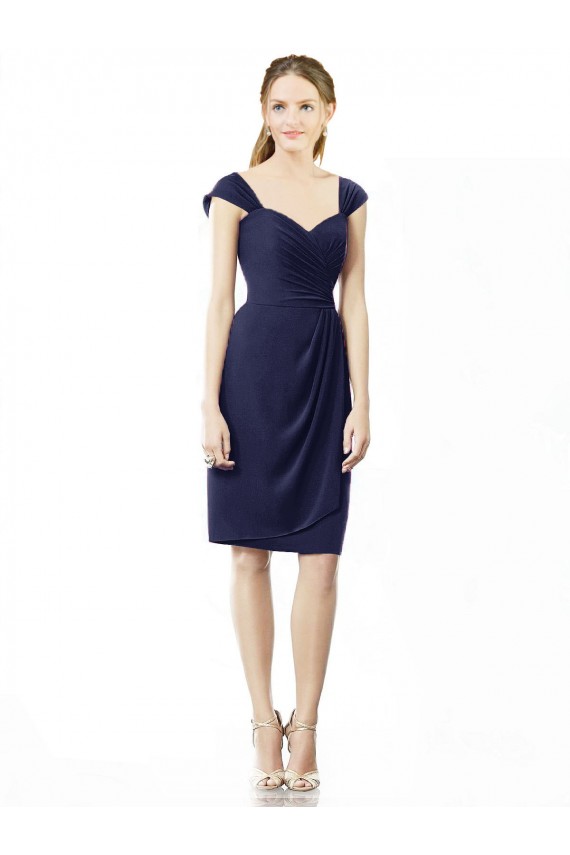 Acheter Bleu marine foncé Fourreau Mousseline Courte Robes demoiselle d'honneur