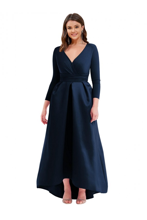Acheter Bleu marine foncé Princesse Col V Spandex Longue Asymétrique Formelles Robes demoiselle d'honneur / Robes de soirée / Robes de bal