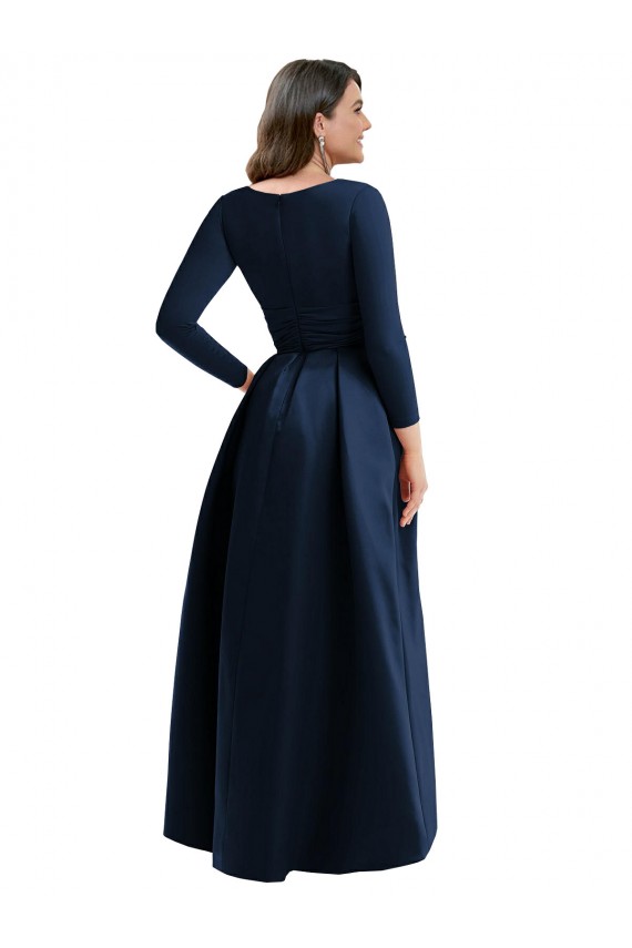 Acheter Bleu marine foncé Princesse Col V Spandex Longue Asymétrique Formelles Robes demoiselle d'honneur / Robes de soirée / Robes de bal