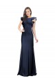 Acheter Bleu marine foncé Sirène Bateau Crêpe Stretch Longue Robes demoiselle d'honneur / Robes de bal