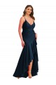 Acheter Bleu marine foncé Sirène Bretelles spaghetti Satiné Soyeux Longue Asymétrique Formelles Robes demoiselle d'honneur / Robes de soirée / Robes de bal
