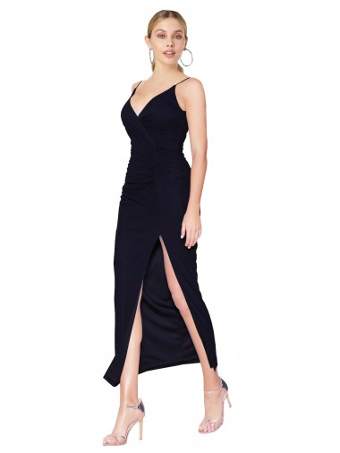 Acheter Bleu marine foncé Sirène Col V Mousseline Courte Robes demoiselle d'honneur / Robes de soirée / Robes de cocktail