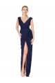 Acheter Bleu marine foncé Sirène Col V Mousseline Longue Formelles Robes demoiselle d'honneur / Robes de soirée / Robes de bal