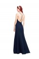 Acheter Bleu marine foncé Sirène Licou Col Haut Mousseline Longue Robes demoiselle d'honneur / Robes de bal